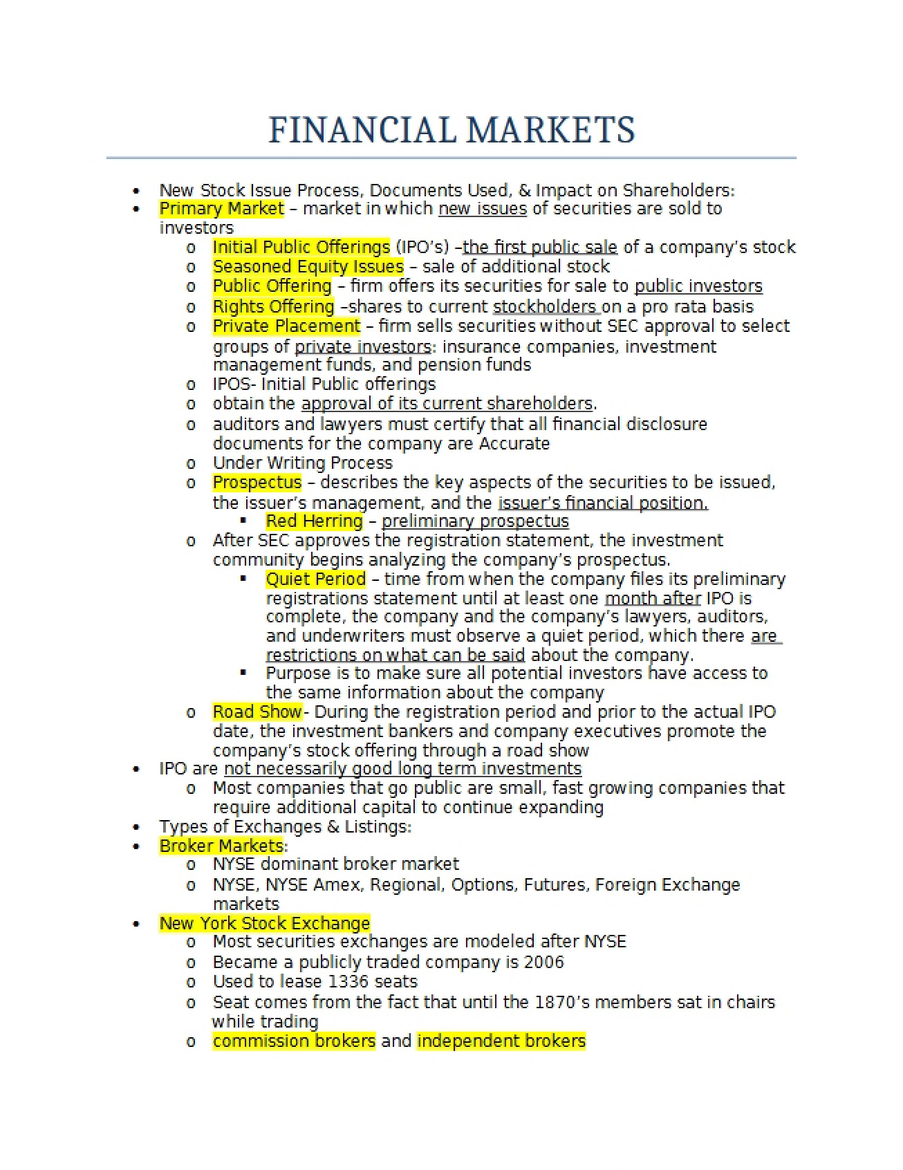 Comprehensive Look at Financial Markets