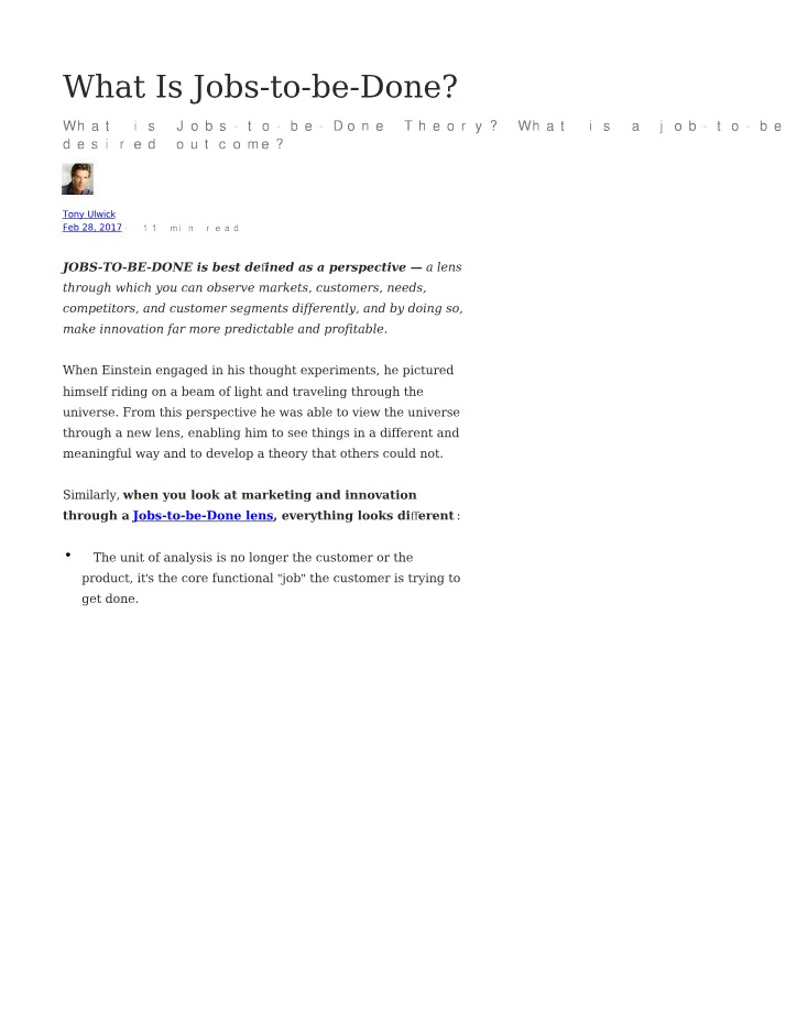 Jobs-to-be-Done - What Is It