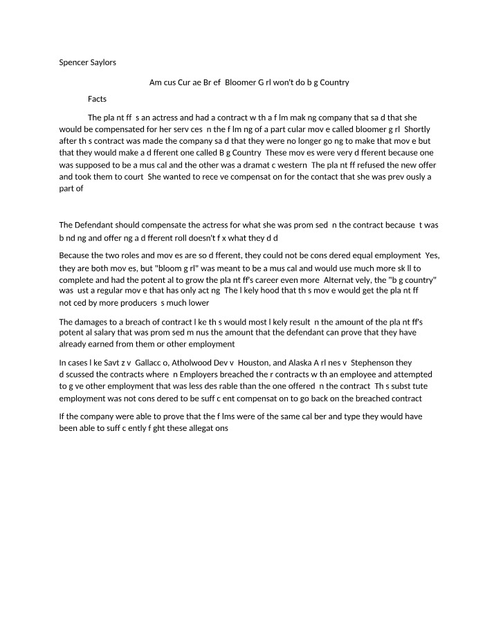 Bloomer Girl Won't Do Big Country - Amicus Curiae Brief