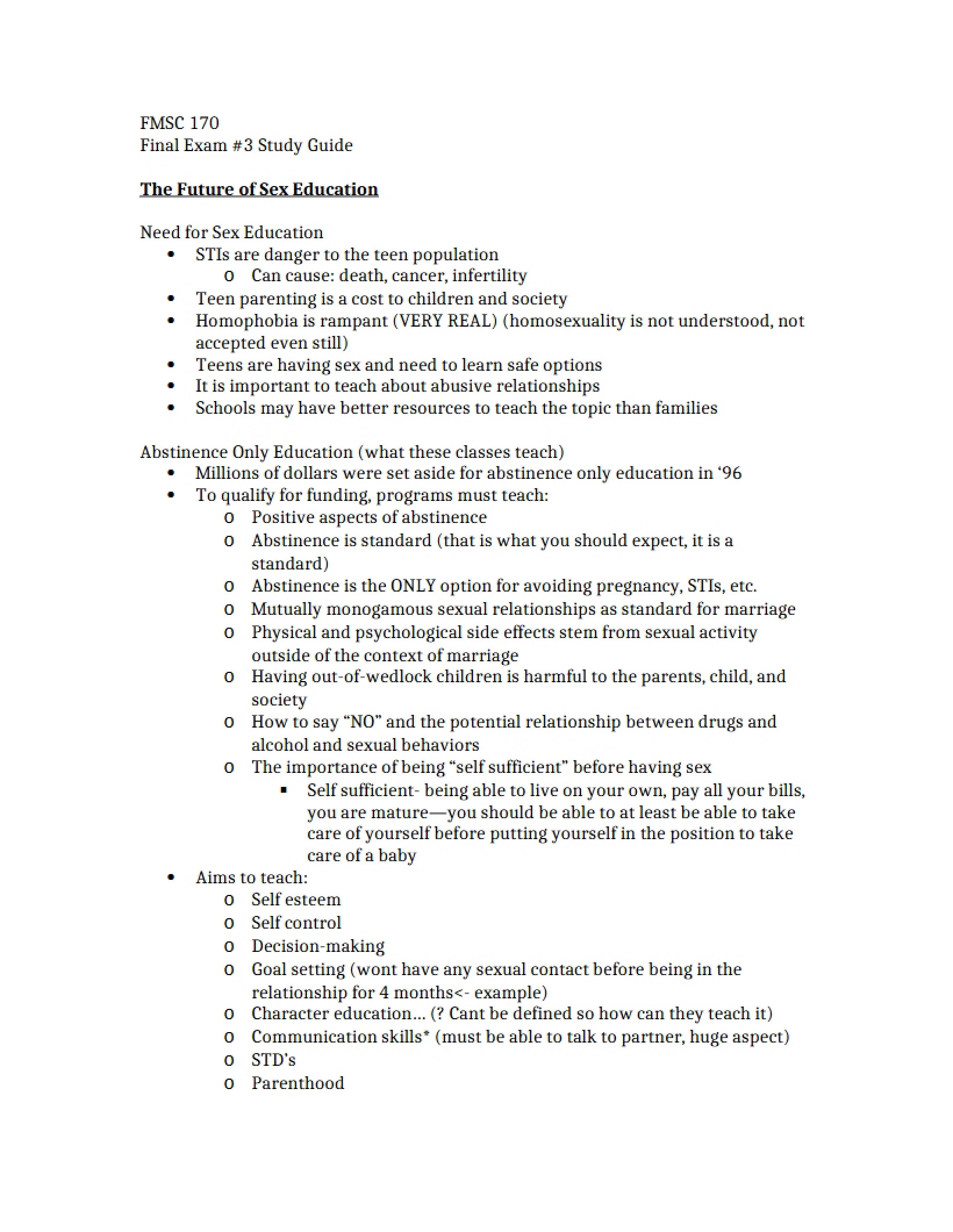 Sex Education Future Perspectives