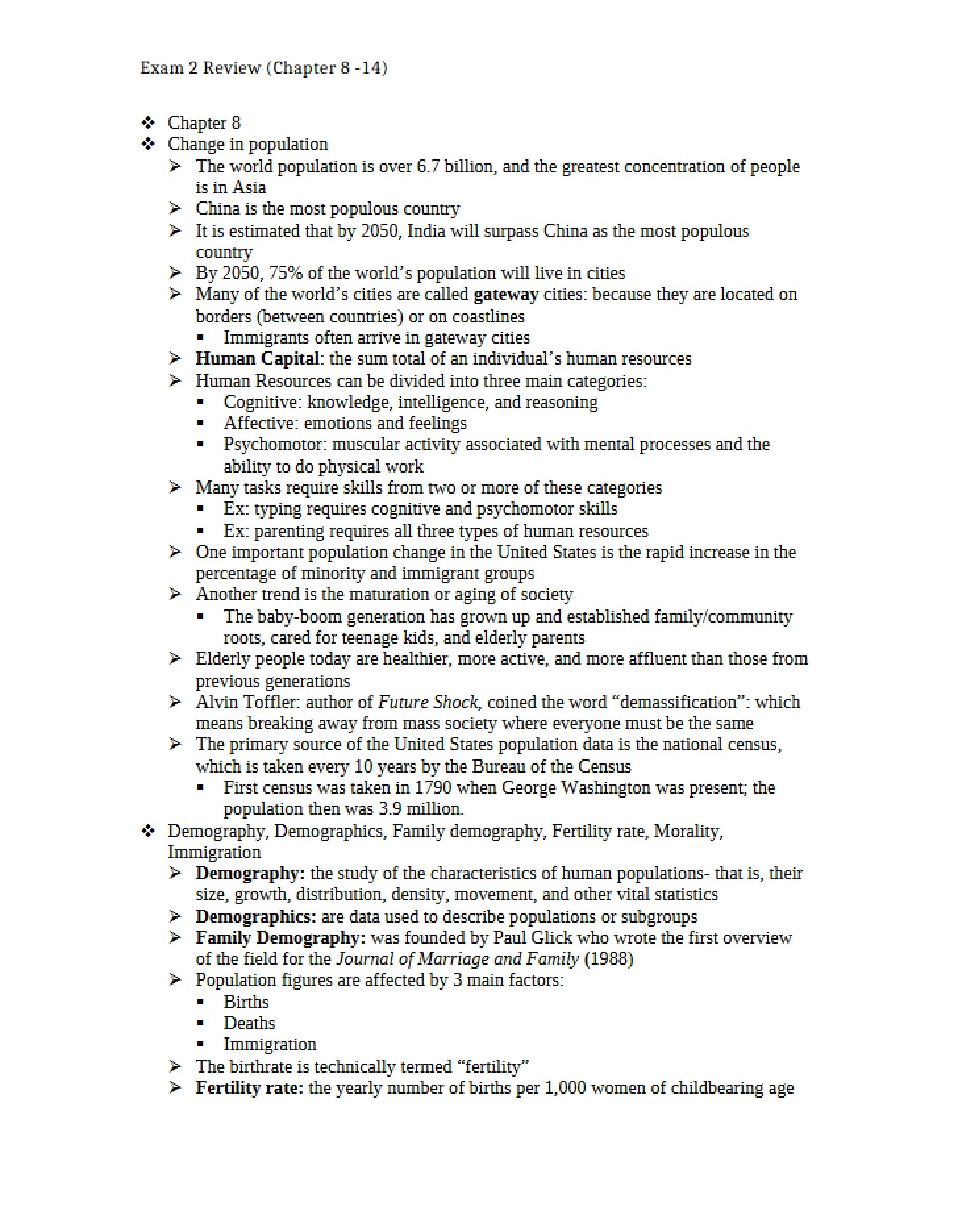 Recapitulation for the Second Exam