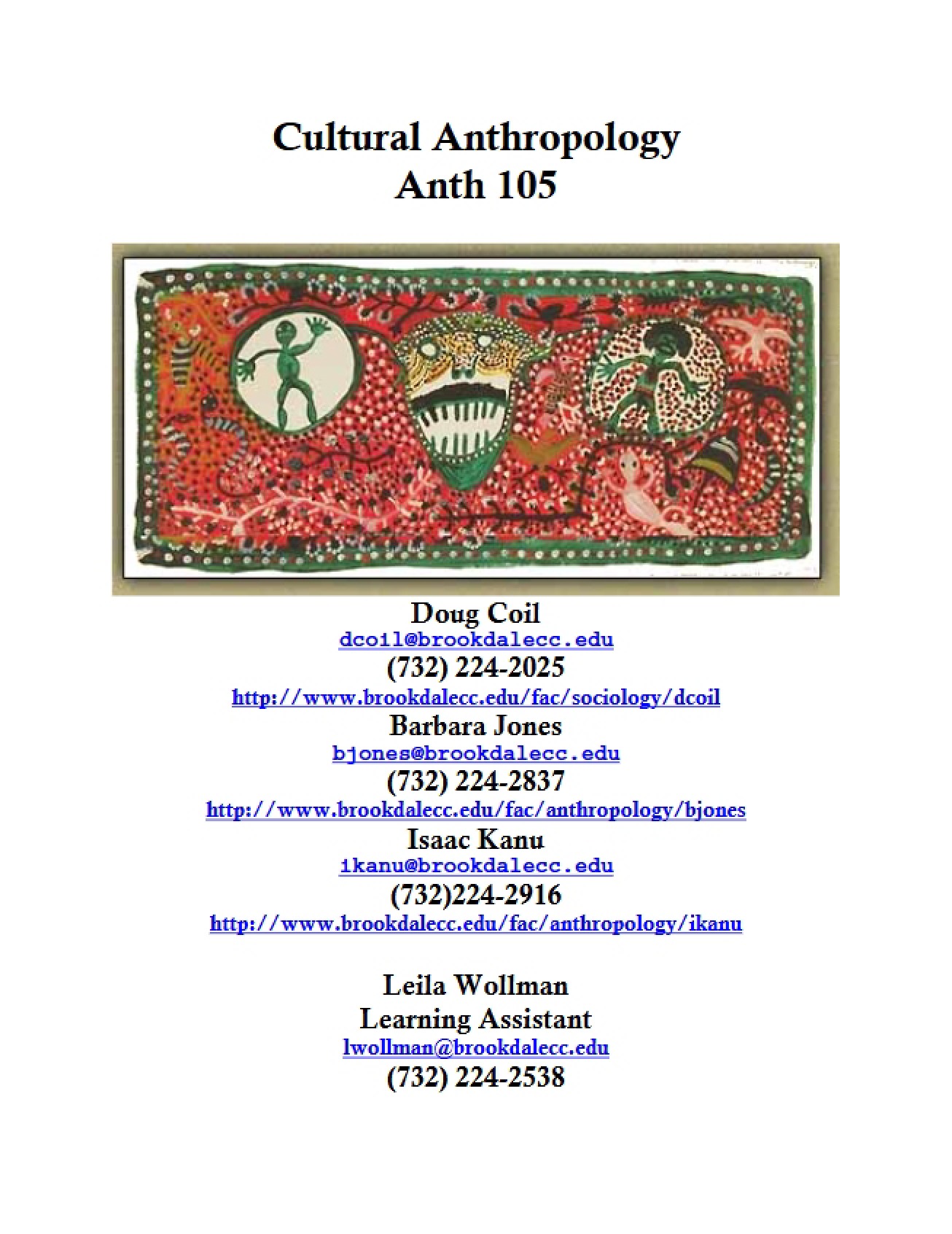 Cultural Anthropology Course Info