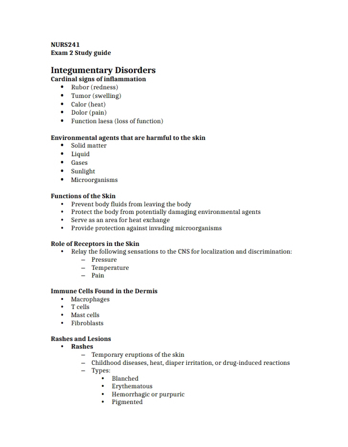 Study Guide for Exam 2