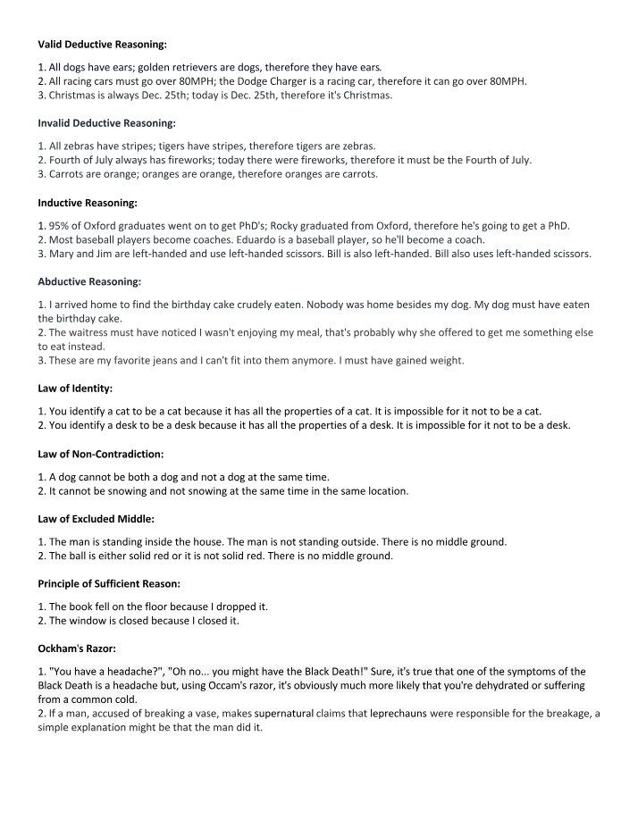 Examples of Logic Reasoning