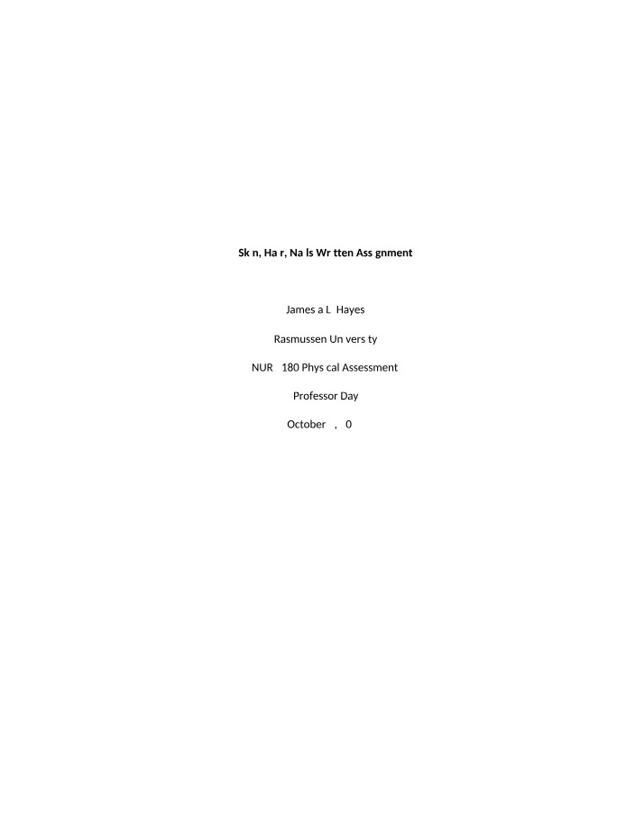 Written Assignment - Skin, Hair, and Nails