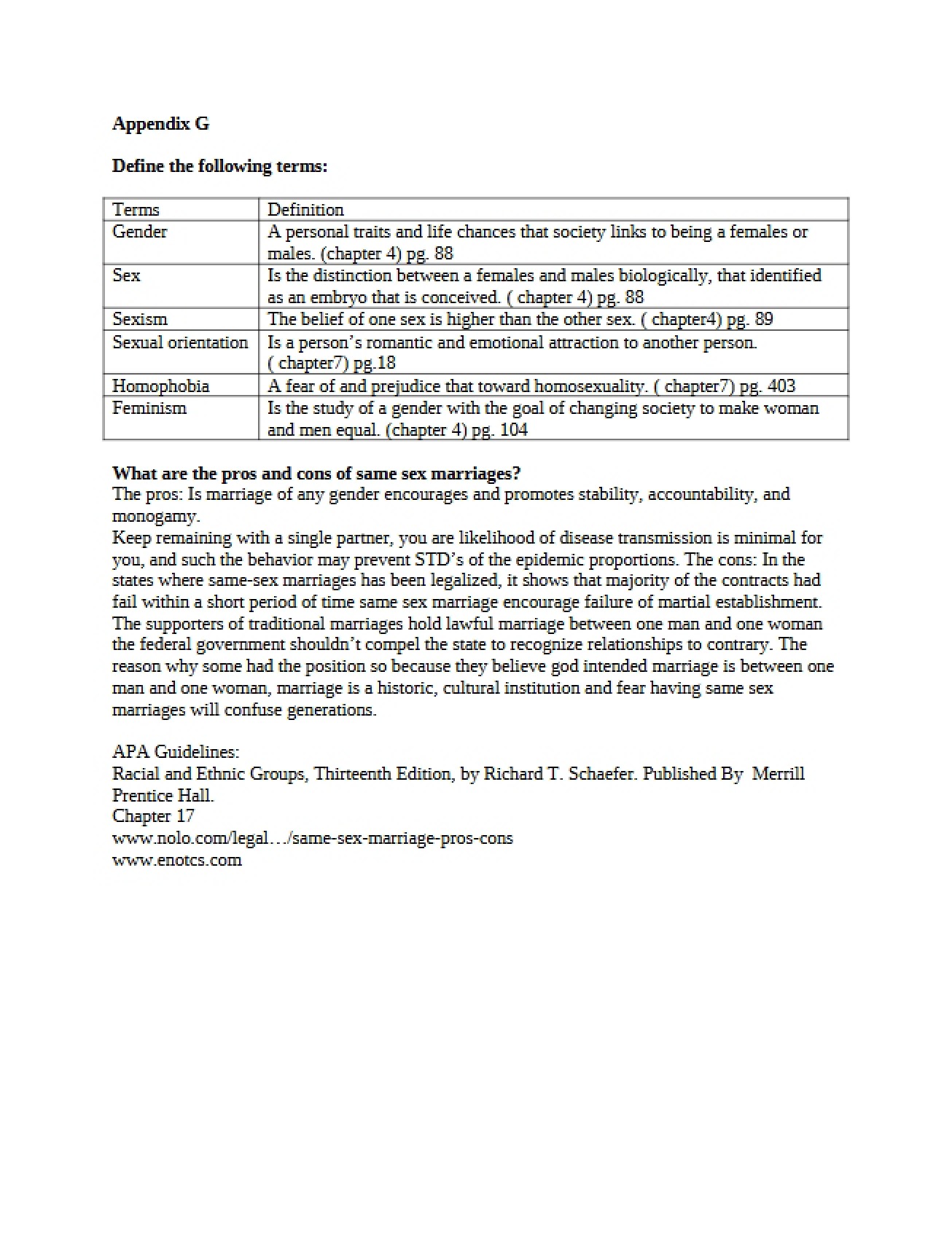 Appendix Document G