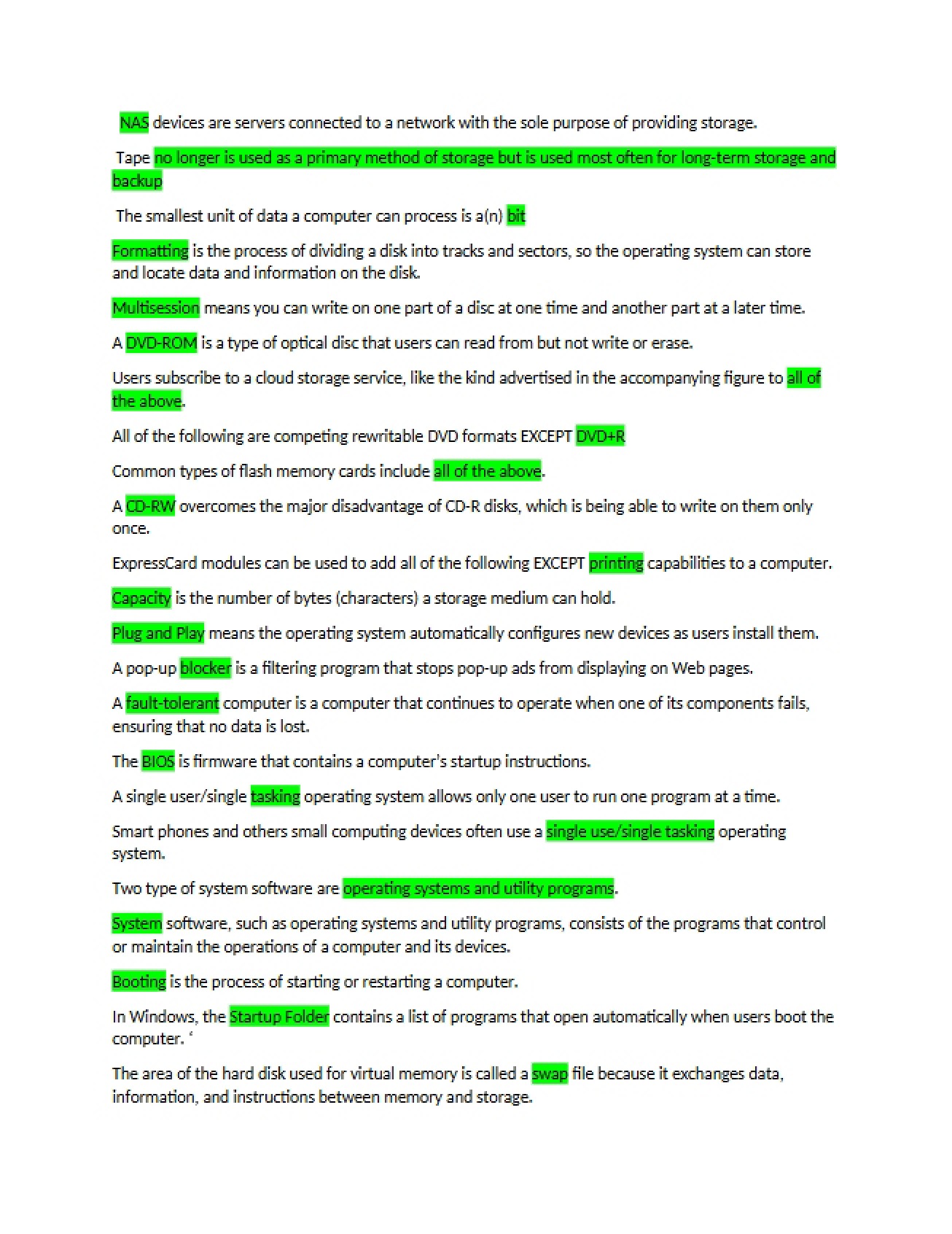 Course Notes for Computer Fluency