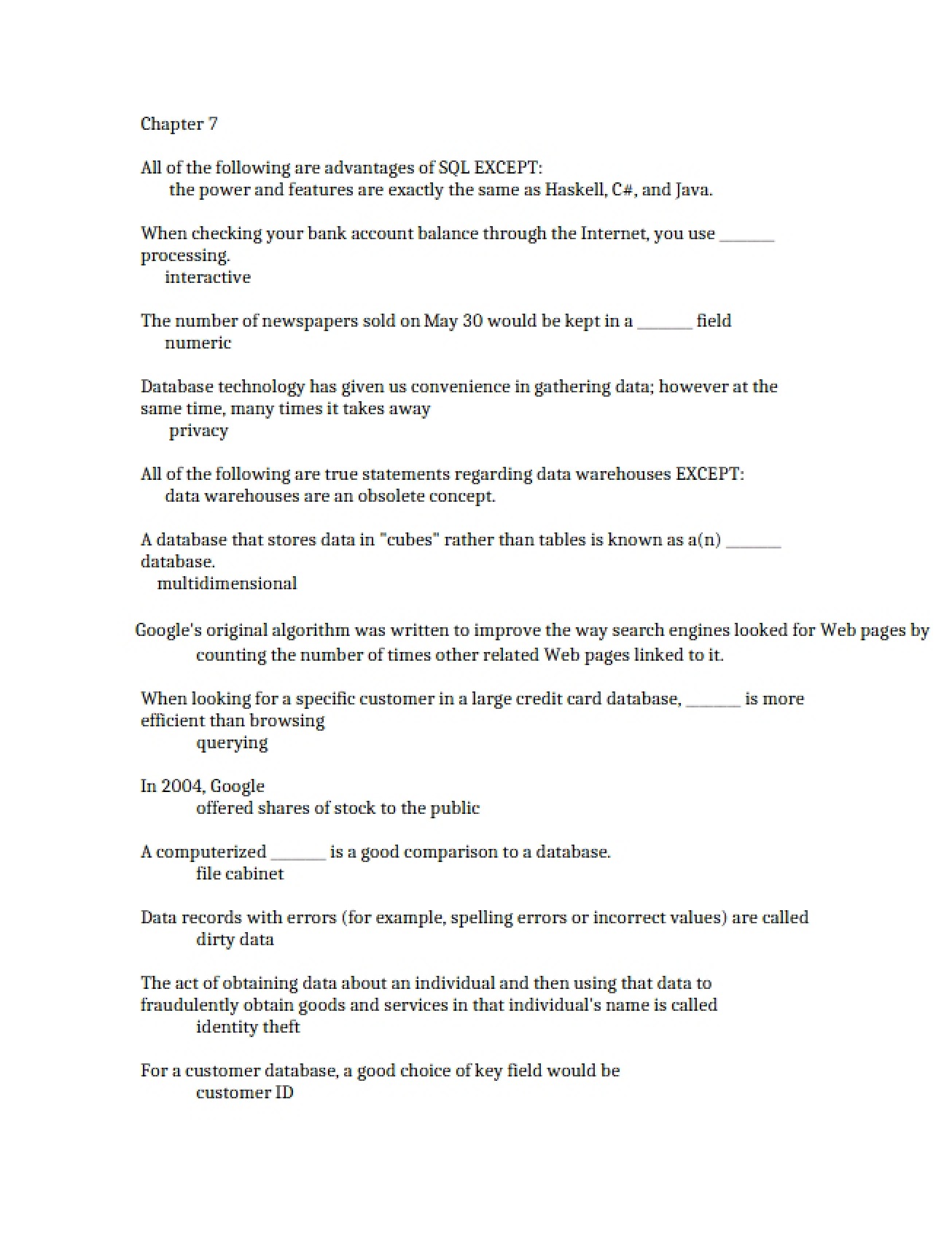 Chapter Seven Content