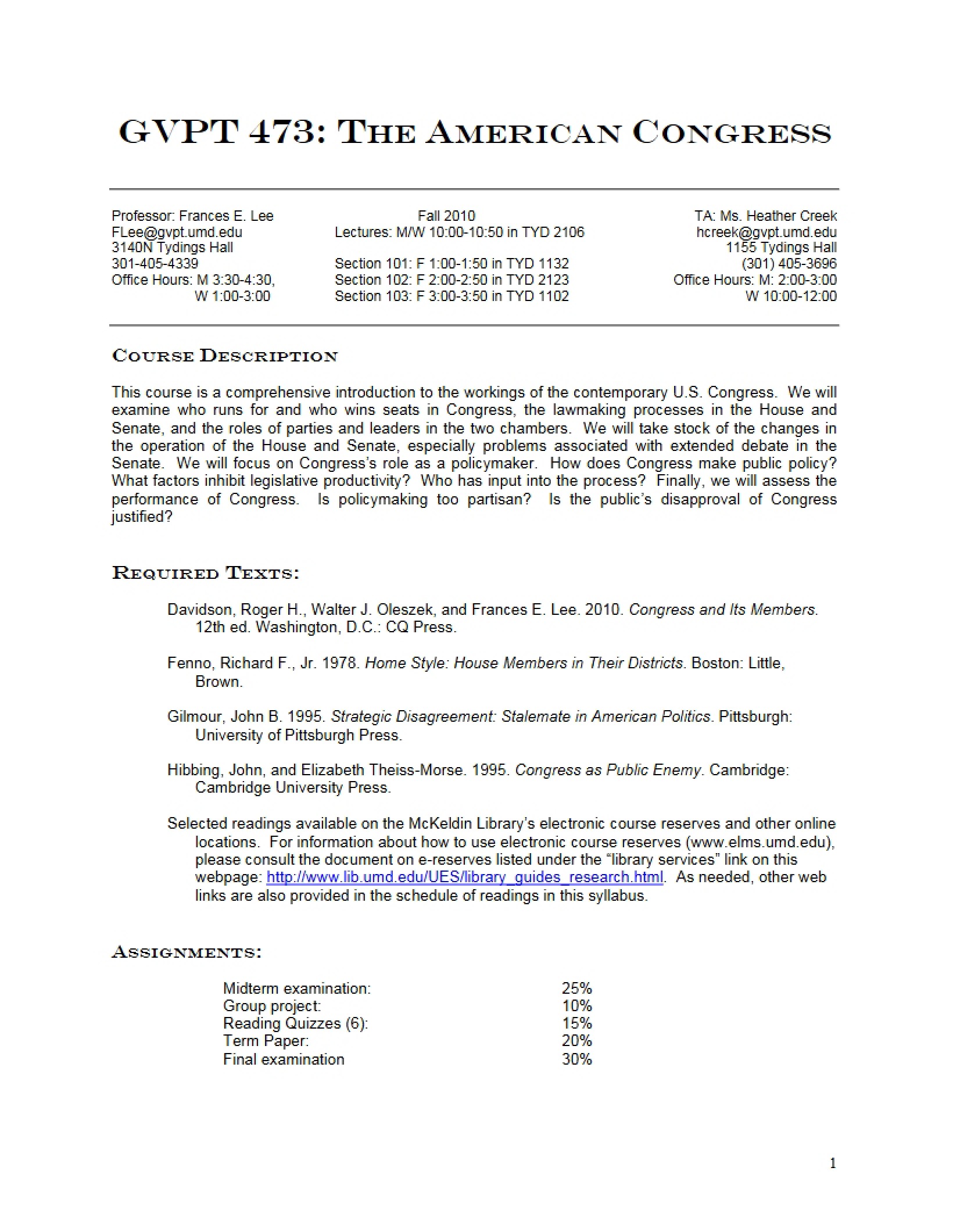 GVPT 473 Course Outline