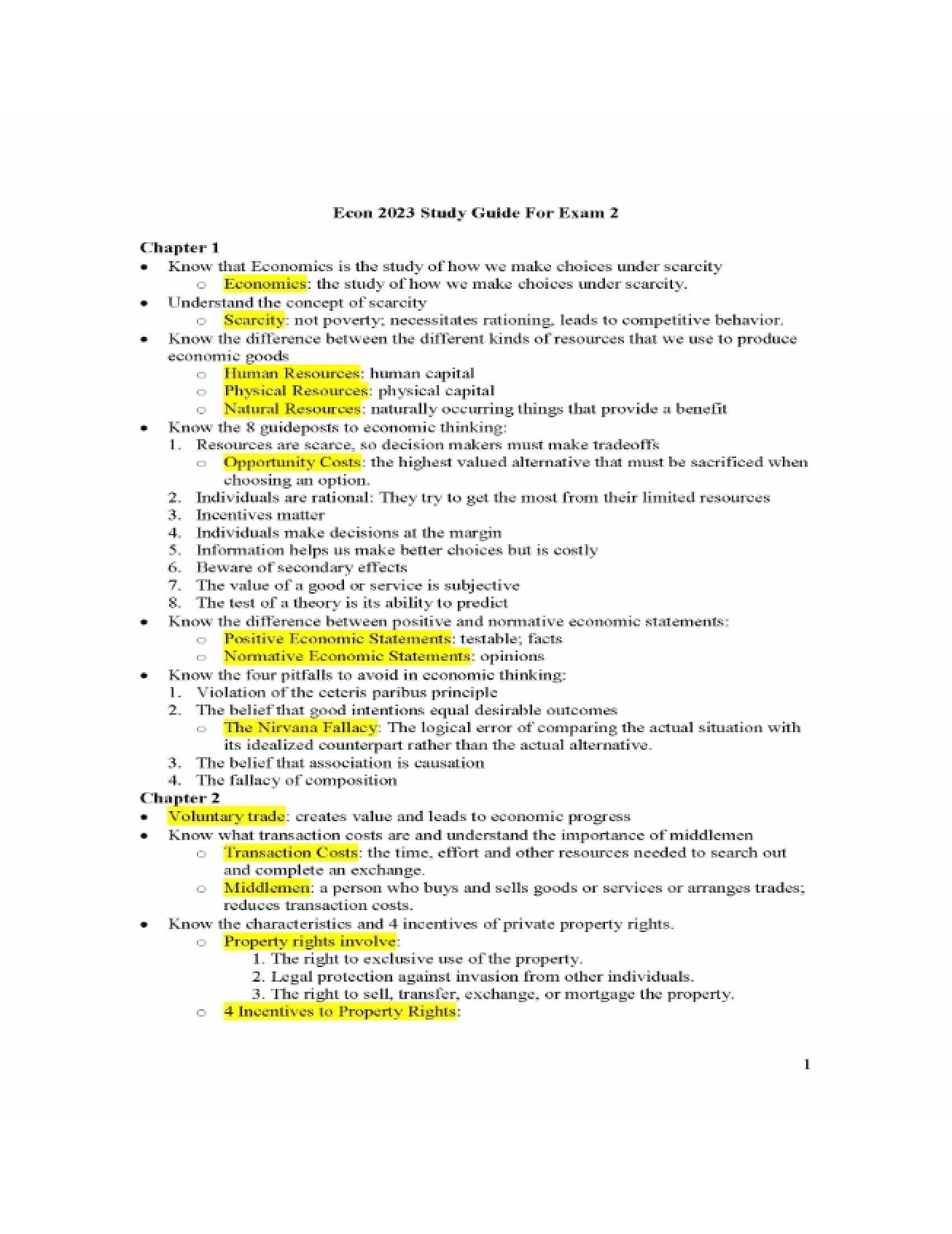 Microeconomics Second Exam Study Content