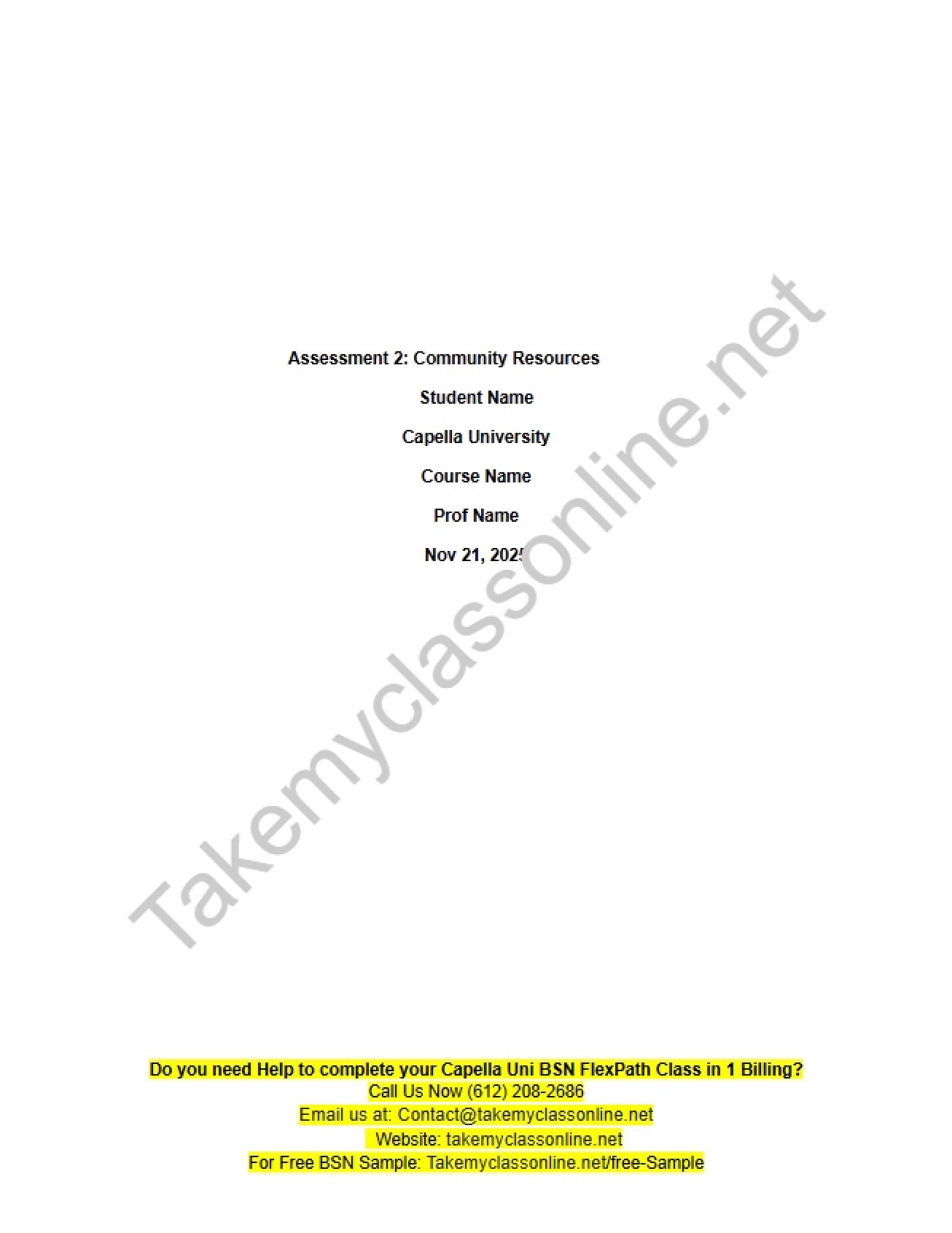 Resources for the Community (Assessment 2)