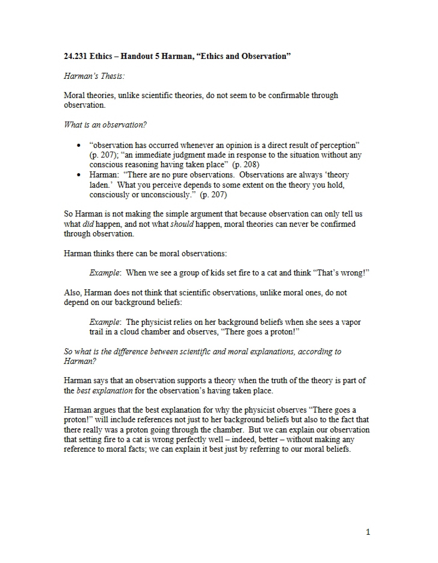Observation and Ethics