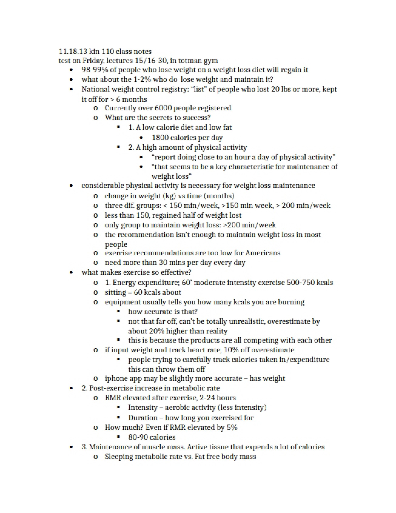 Class Notes from November 18, 2013
