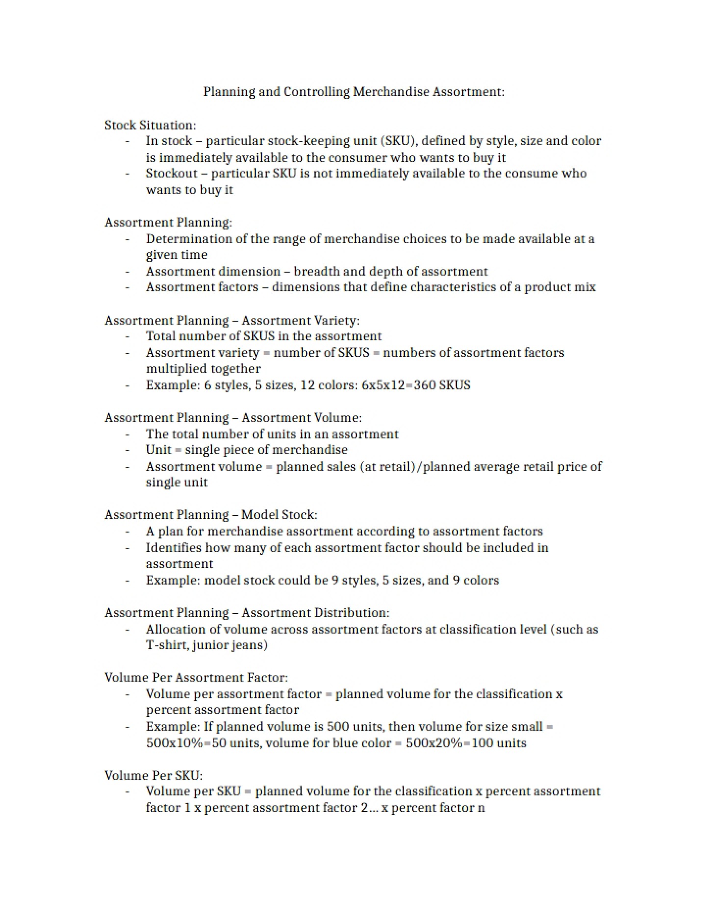 Merchandise Assortment Control and Planning