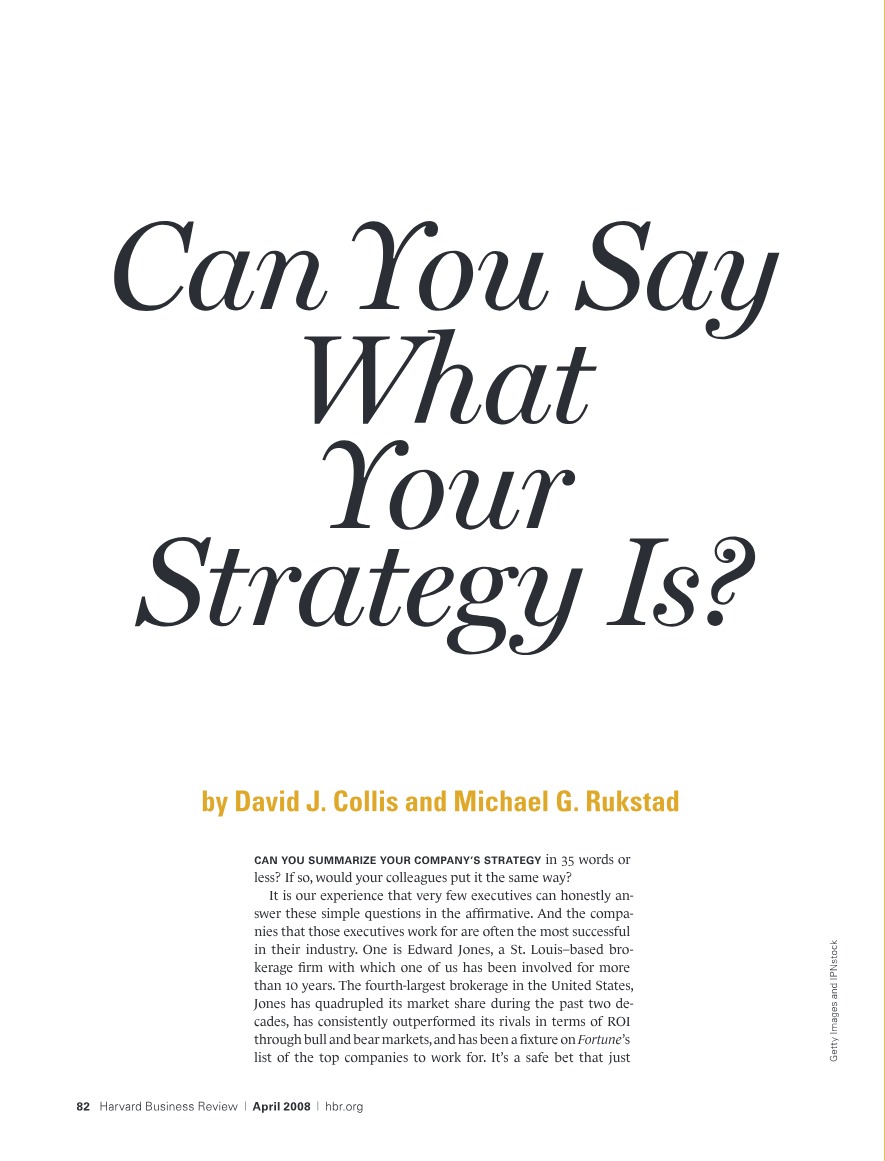 What Is Your Strategy (Article)
