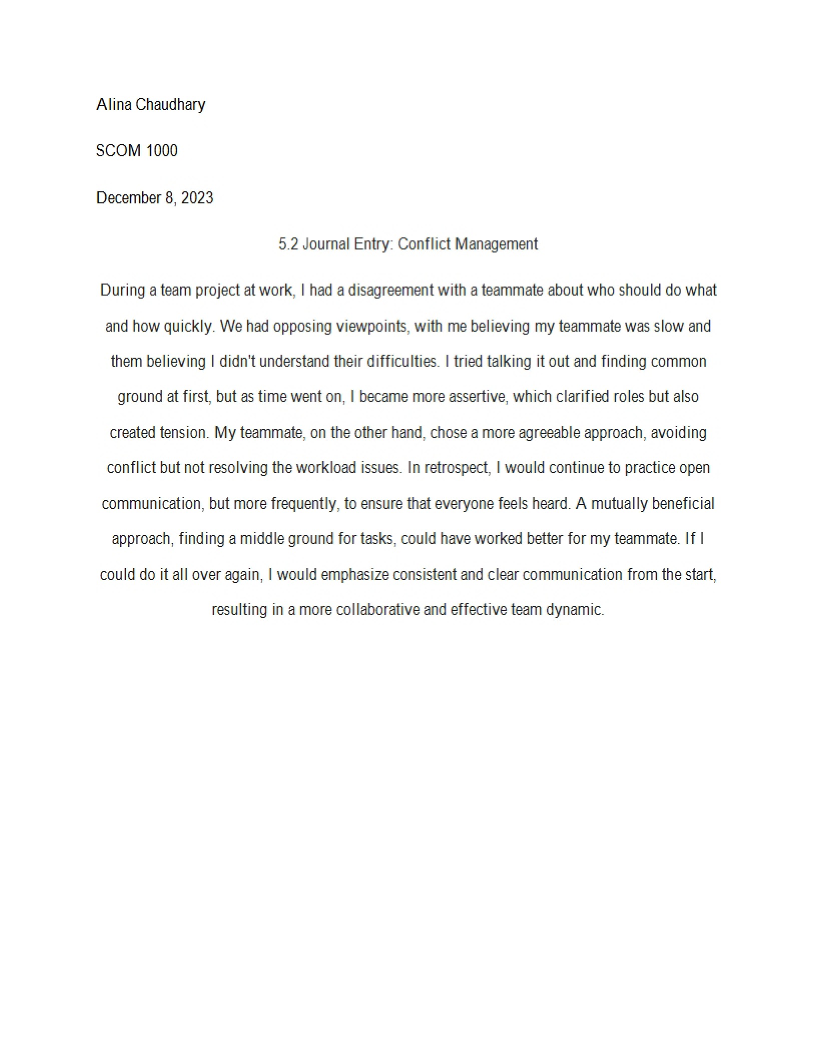 Conflict Management Journal