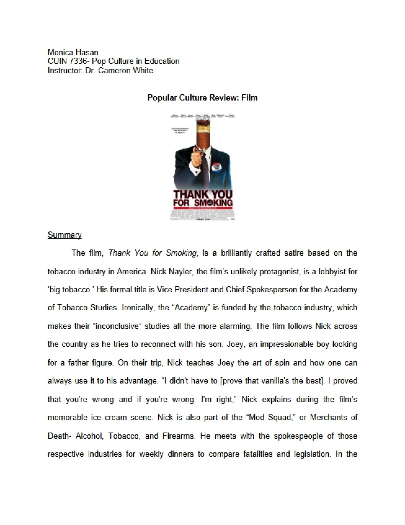 Review of Popular Culture Film