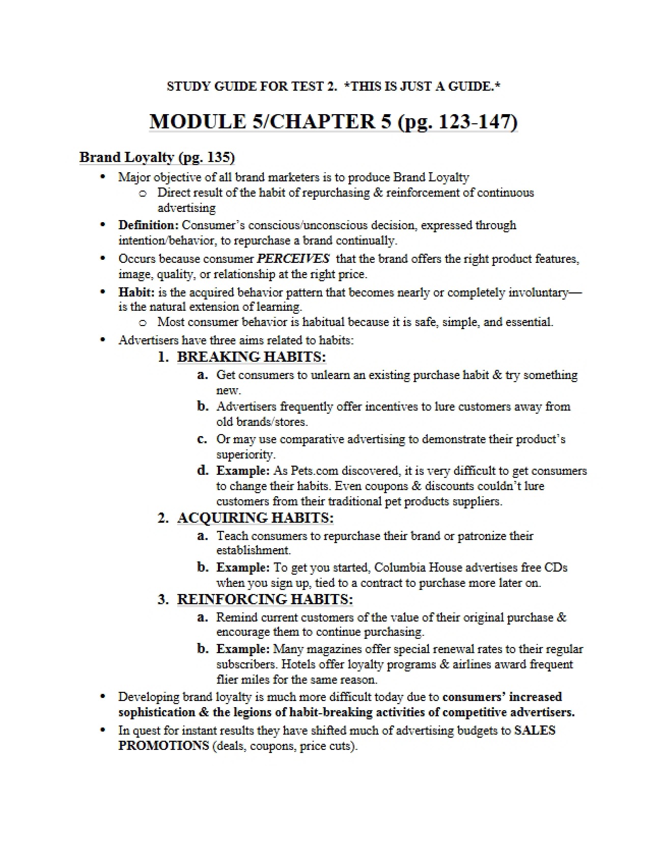 Preparation Guide for Exam Two