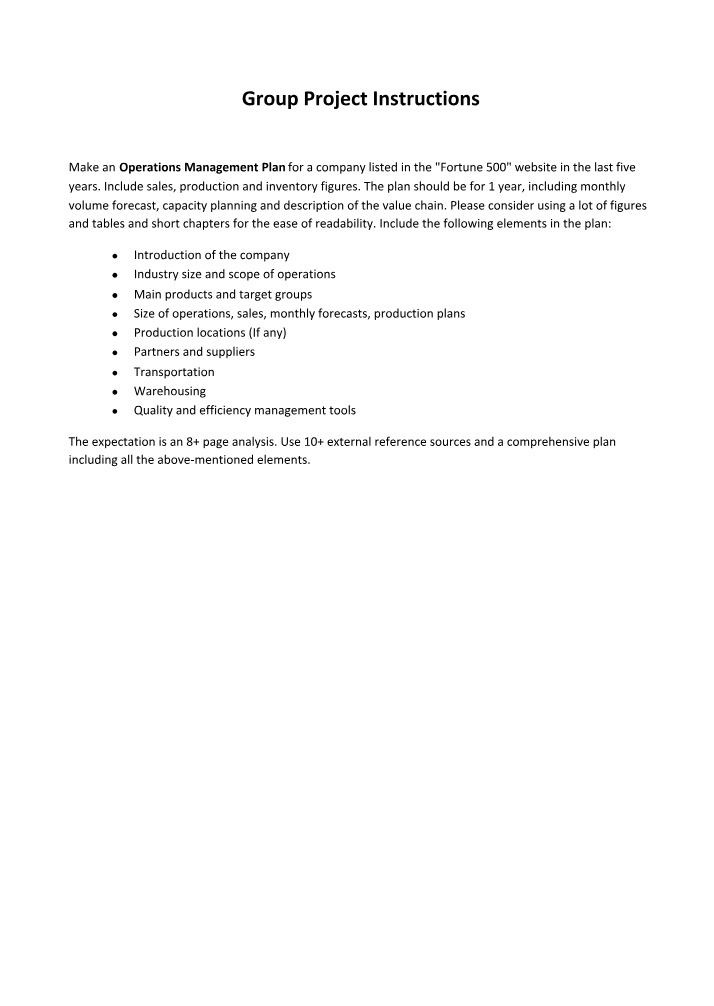 Instructions for the Group Project