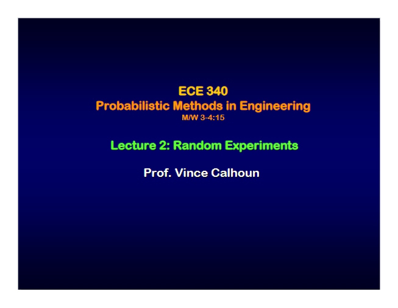 Lecture 2 Random Experiments