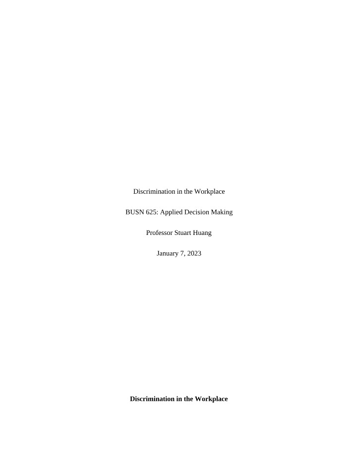 Workplace Discrimination