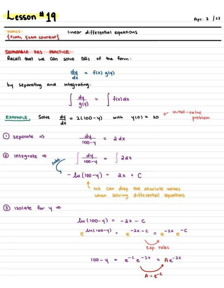 Separable Differential Equations - Practice and Examples