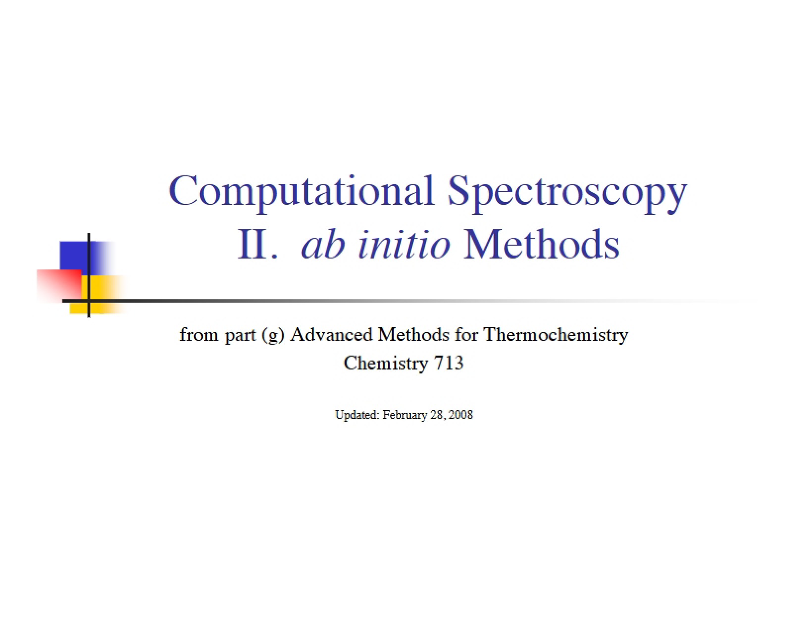 Part G Advanced Thermochemistry Methods