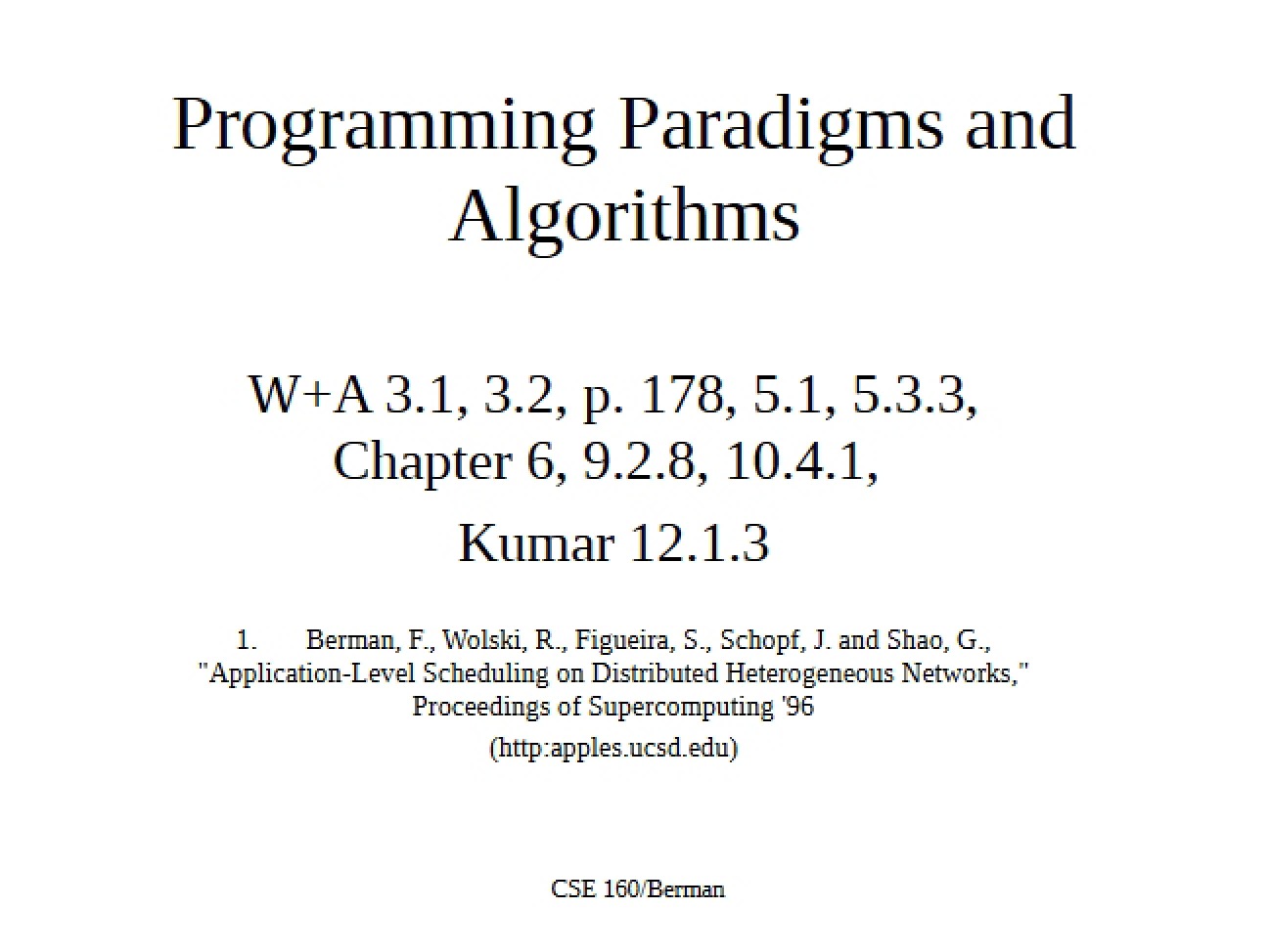Algorithms and Programming Paradigms
