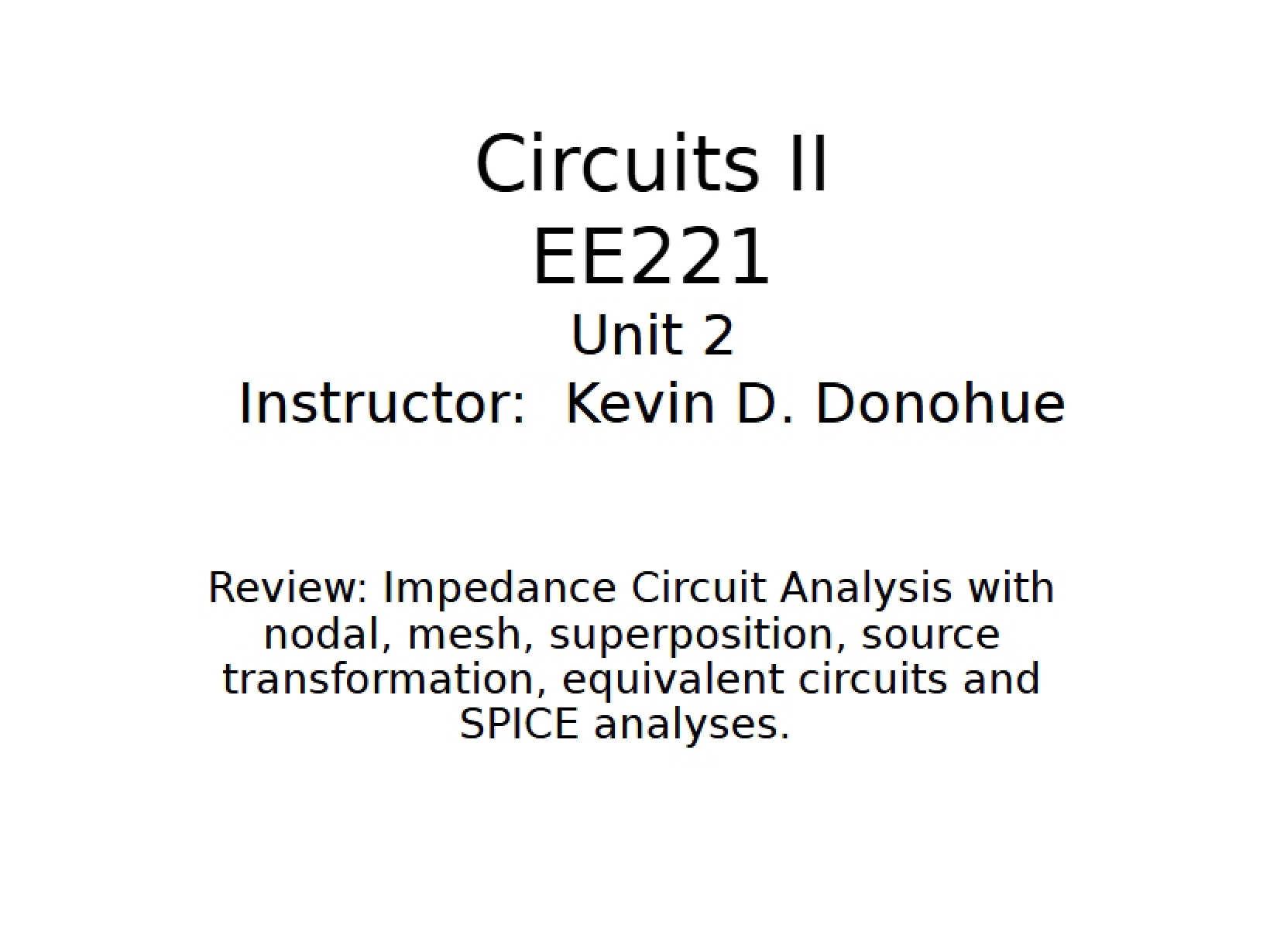 Circuits II Unit Two