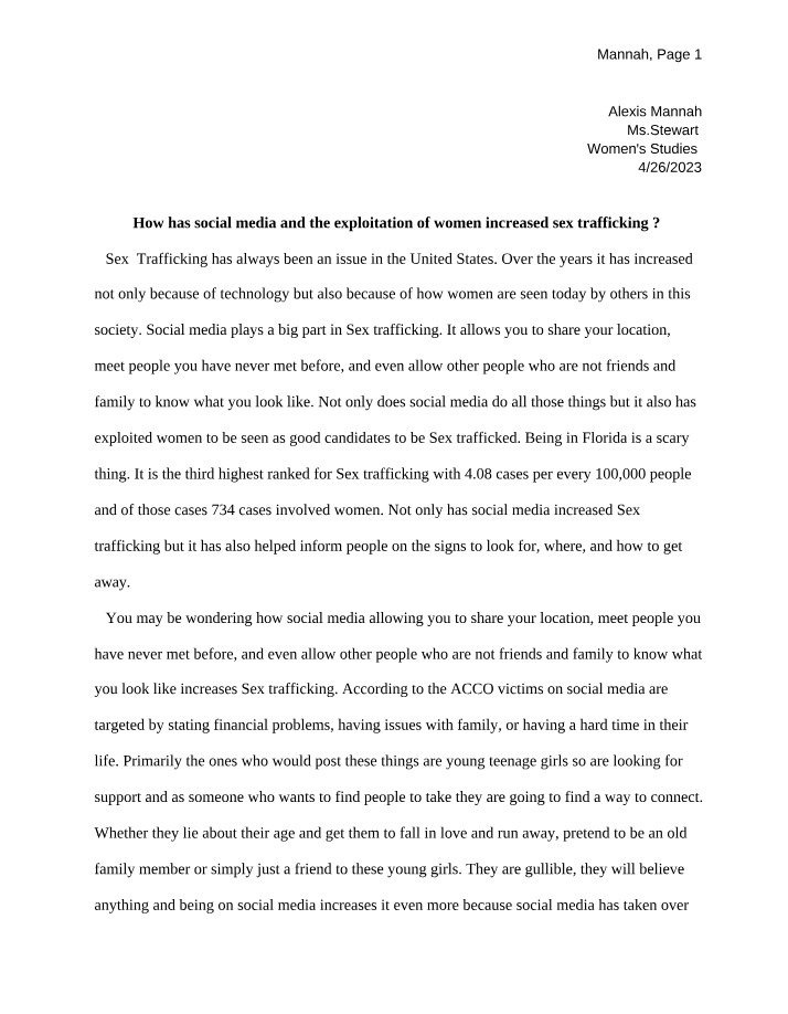 Sex Trafficking Increase - Impact of Social Media and Exploitation