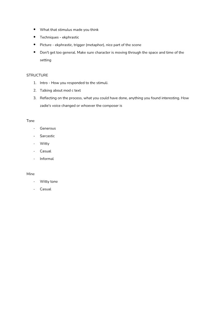 Writing Goals and Choices - A Reflection on Stimuli