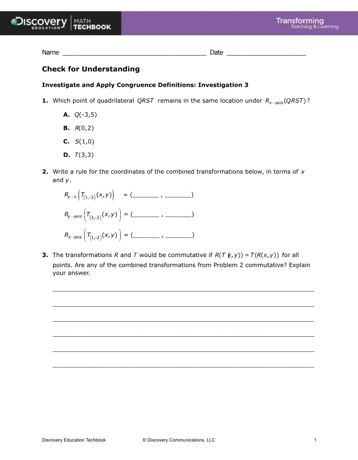Investigation 3 - Applying Congruence Definitions