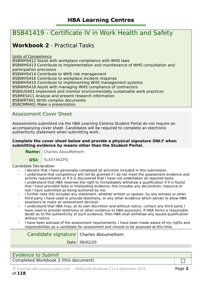 BSB41419 Practical Tasks - Workbook 2
