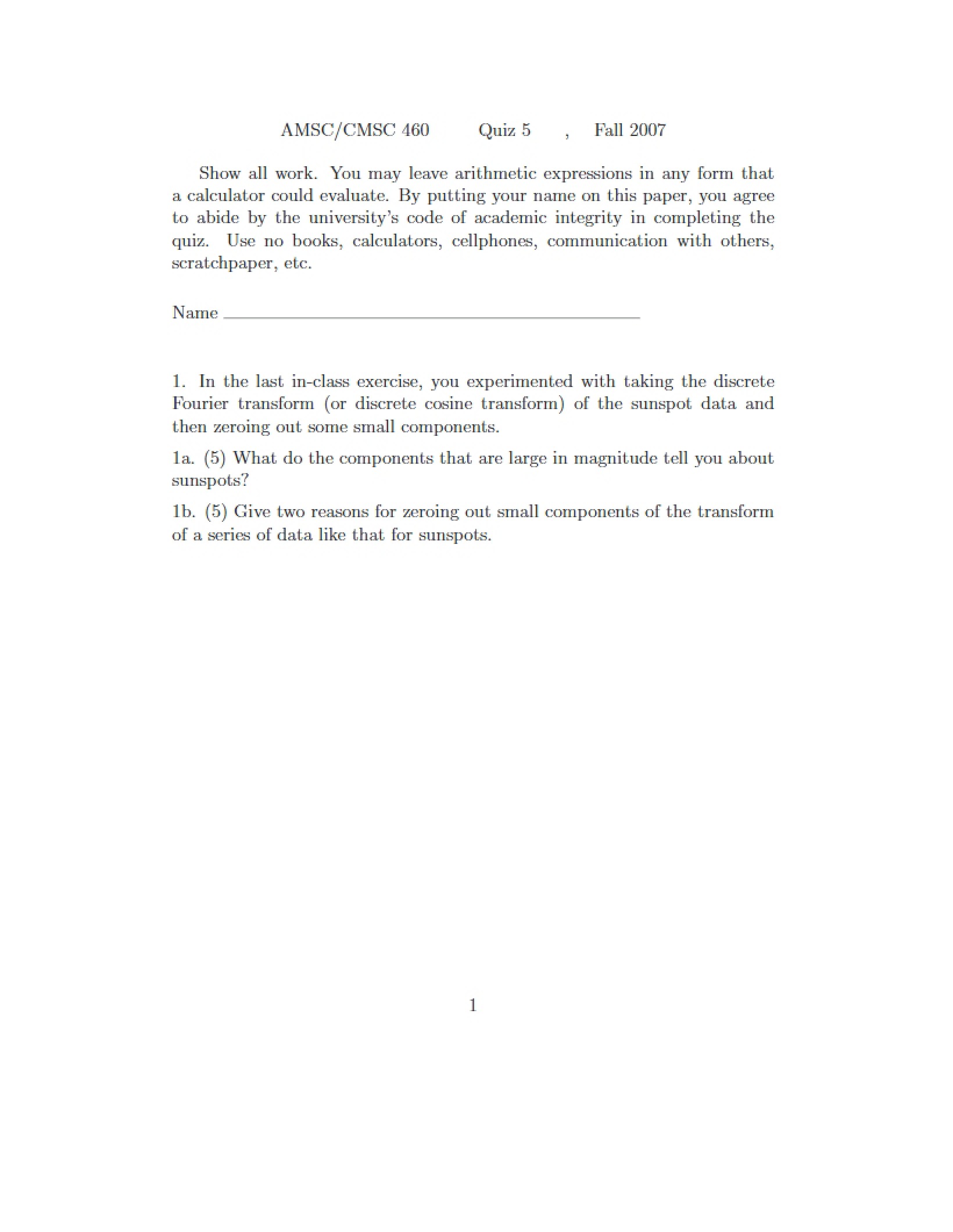 Quiz Number 5