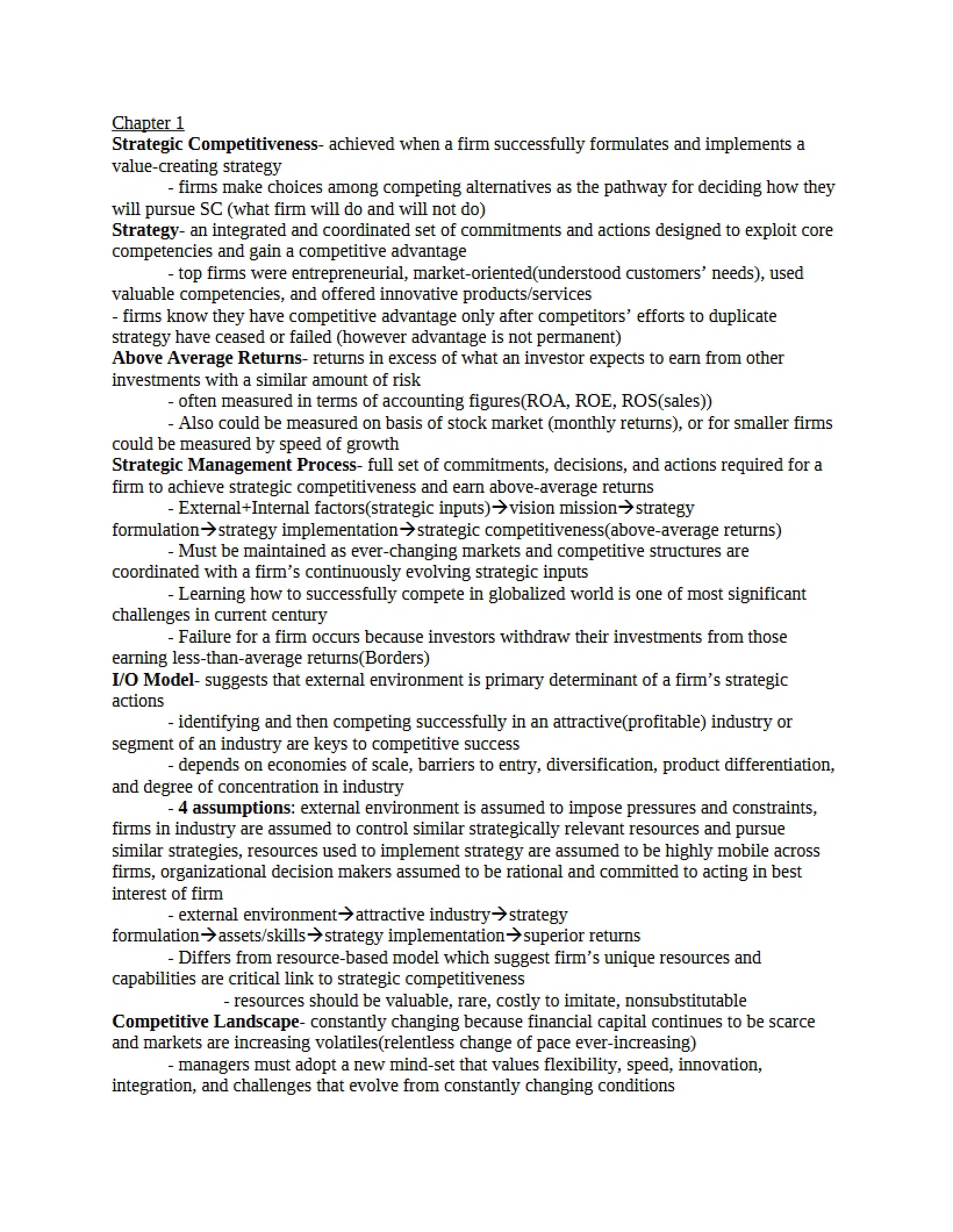 Strategic Competitiveness (Chapter 1)