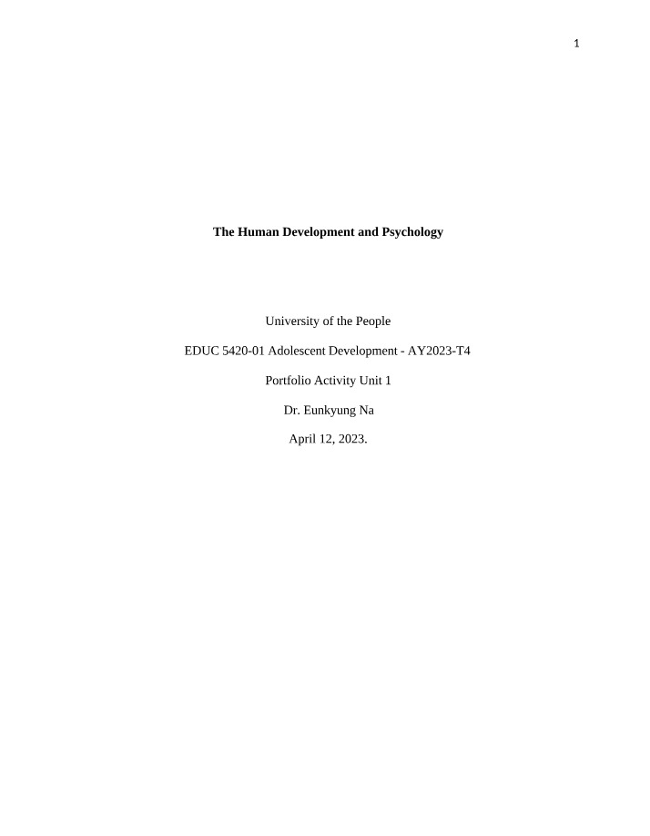 Adolescent Development and Psychology - Key Concepts