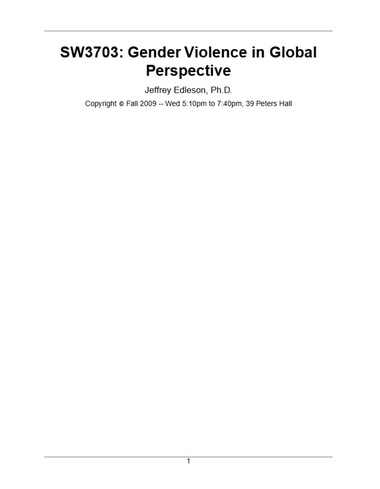 Global Perspective on Gender Violence