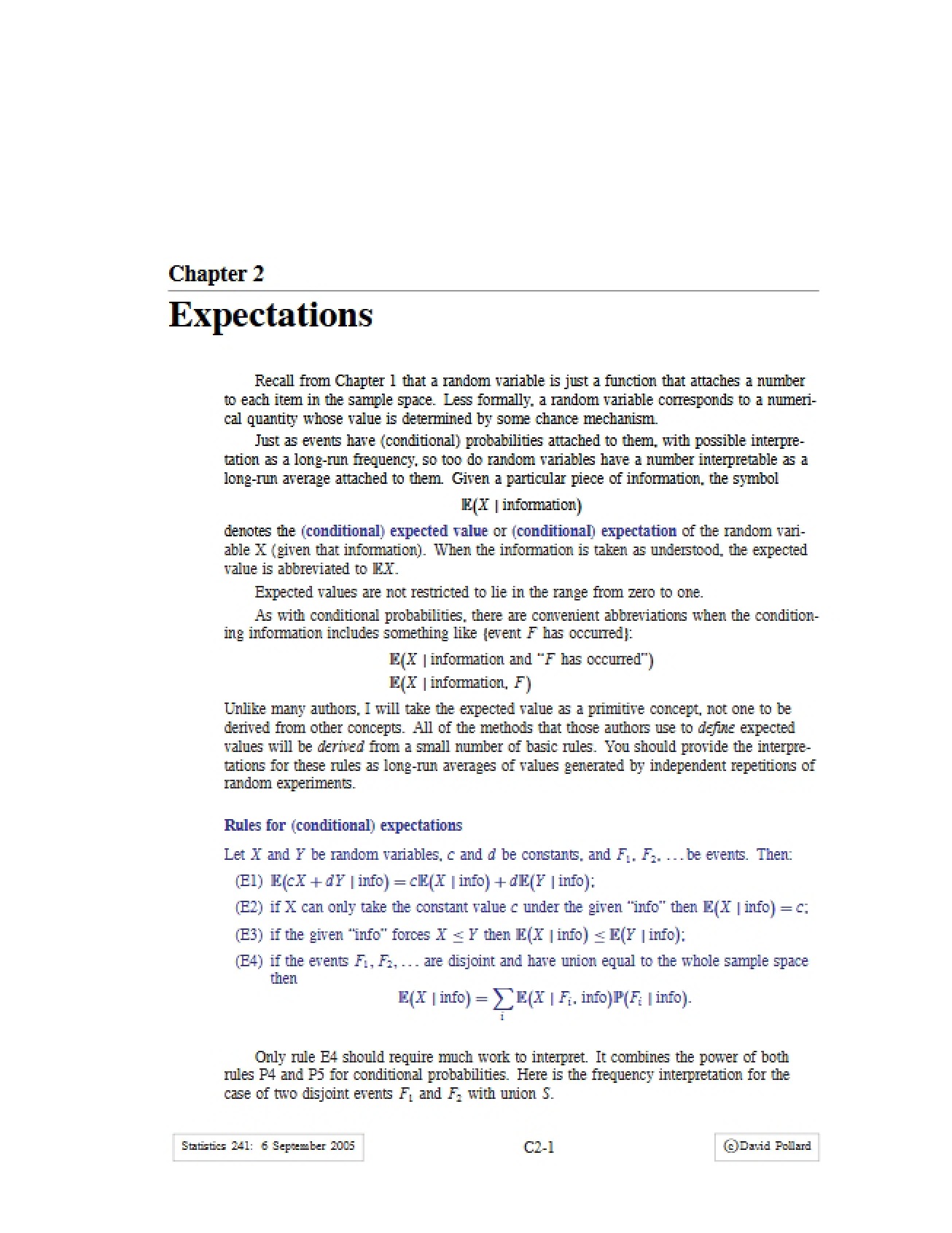 Statistical Expectations
