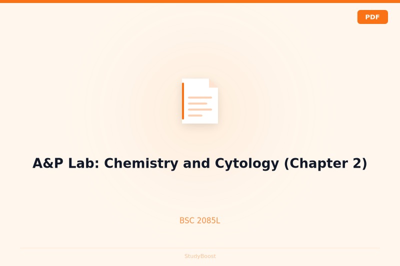 A&P Lab: Chemistry and Cytology (Chapter 2)