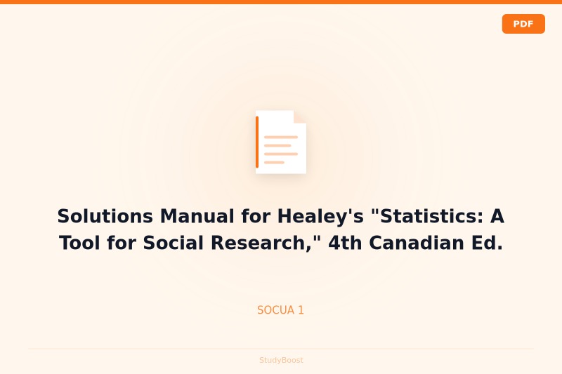 Solutions Manual for Healey's "Statistics: A Tool for Social Research," 4th Canadian Ed.