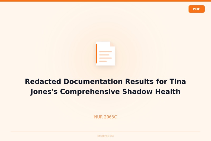 Redacted Documentation Results for Tina Jones's Comprehensive Shadow Health
