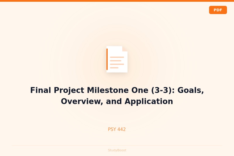 Final Project Milestone One (3-3): Goals, Overview, and Application