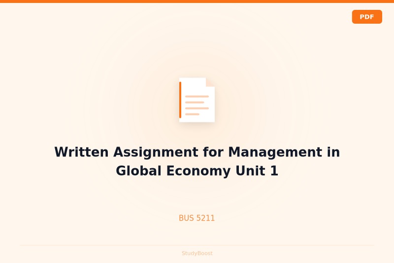 Written Assignment for Management in Global Economy Unit 1