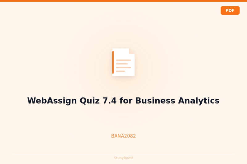 WebAssign Quiz 7.4 for Business Analytics