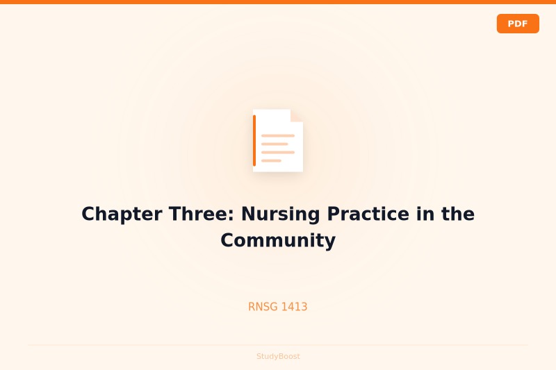 Chapter Three: Nursing Practice in the Community