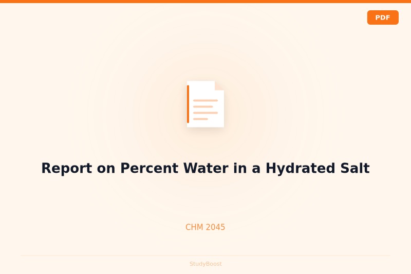 Report on Percent Water in a Hydrated Salt