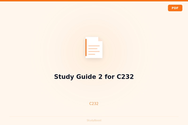 Study Guide 2 for C232