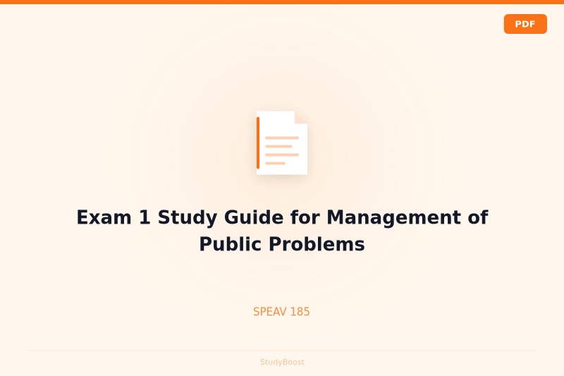 Exam 1 Study Guide for Management of Public Problems