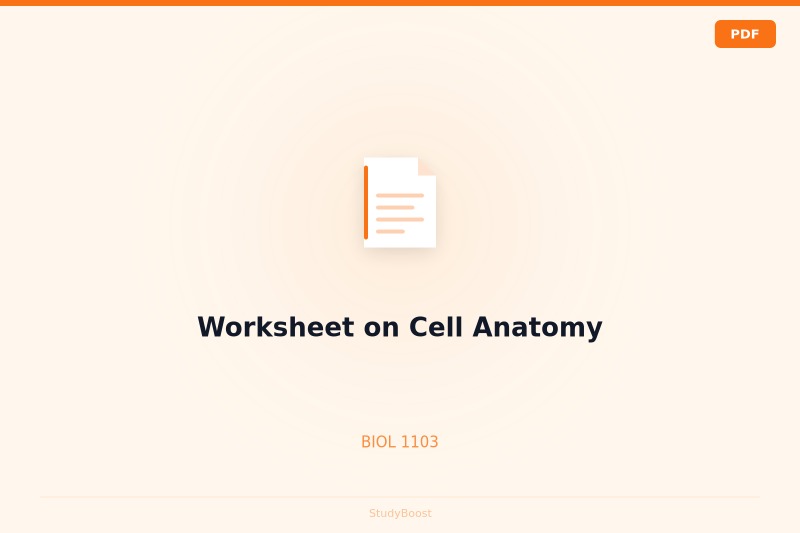 Worksheet on Cell Anatomy