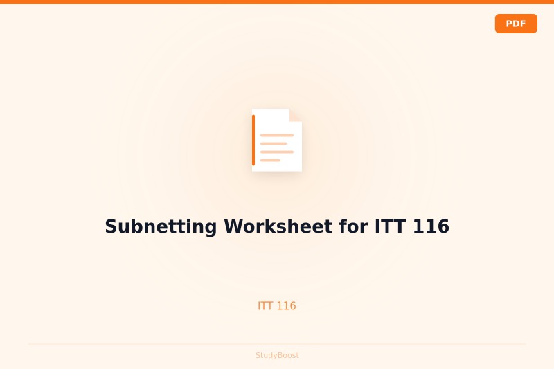 Subnetting Worksheet for ITT 116